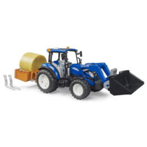 Tractor New Holland T5.120 con Pala, Caja de Carga y Horquillas Bruder 2187