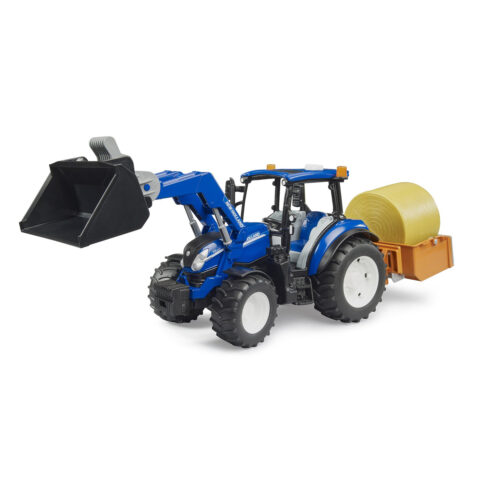 Tractor New Holland T5.120 con Pala, Caja de Carga y Horquillas Bruder 2187